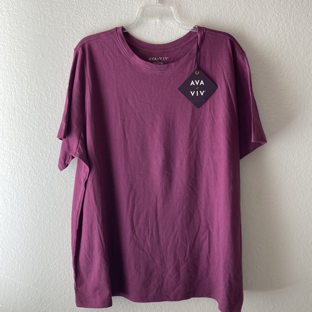 Ava & Viv Womens 1x (16-18) Short Sleeve Cotton Tee